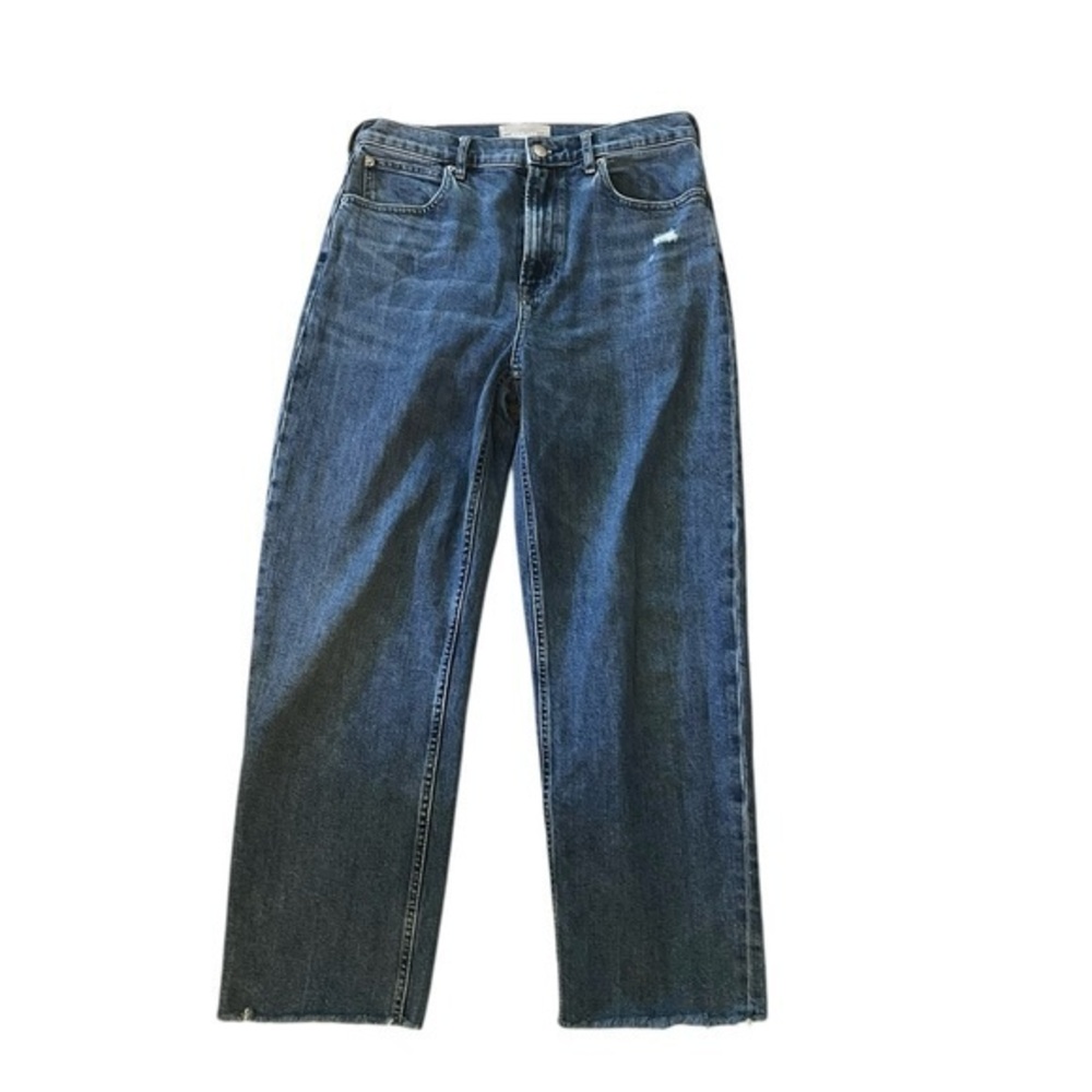EVERLANE The Way High Jean straight wide leg, medium wash, cropped raw hem, 29R